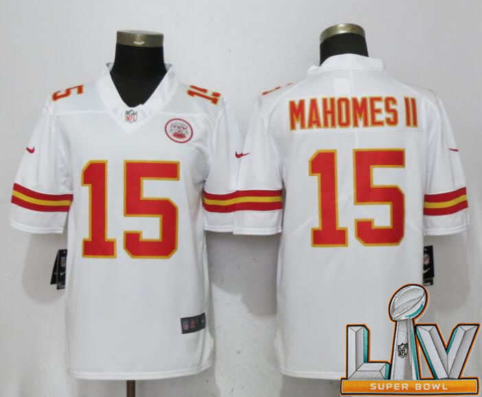Super Bowl LV 2021 Men Kansas City Chiefs #15 Mahomes ll White Vapor Untouchable Player Nike Limited NFL Jerseys